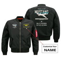 Thumbnail for Cessna Citation Mustang design on black+name bomber jacket, double-side print
