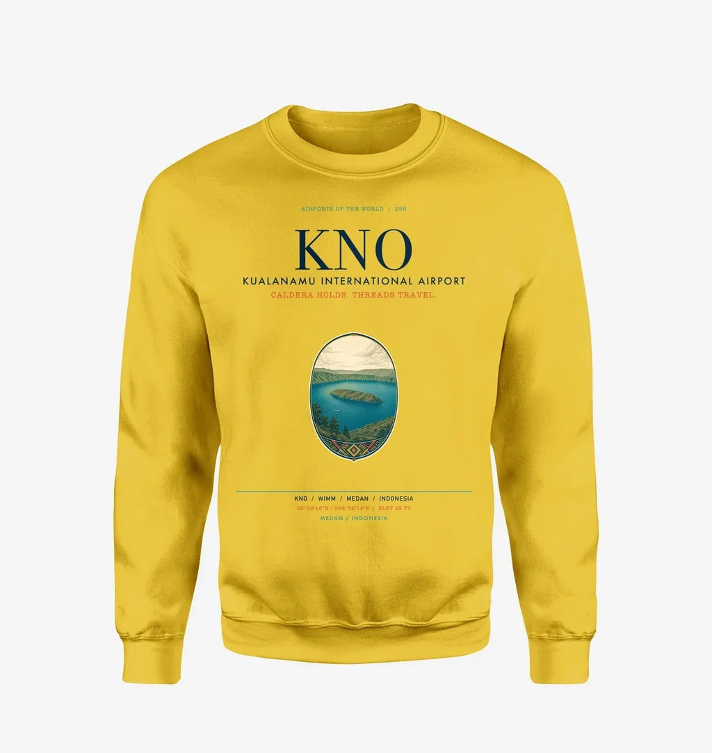 Kualanamu International Airport Medan (KNO) design on yellow sweatshirt