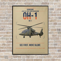 Thumbnail for Kawasaki OH-1 vertical canvas print - framed - beige background