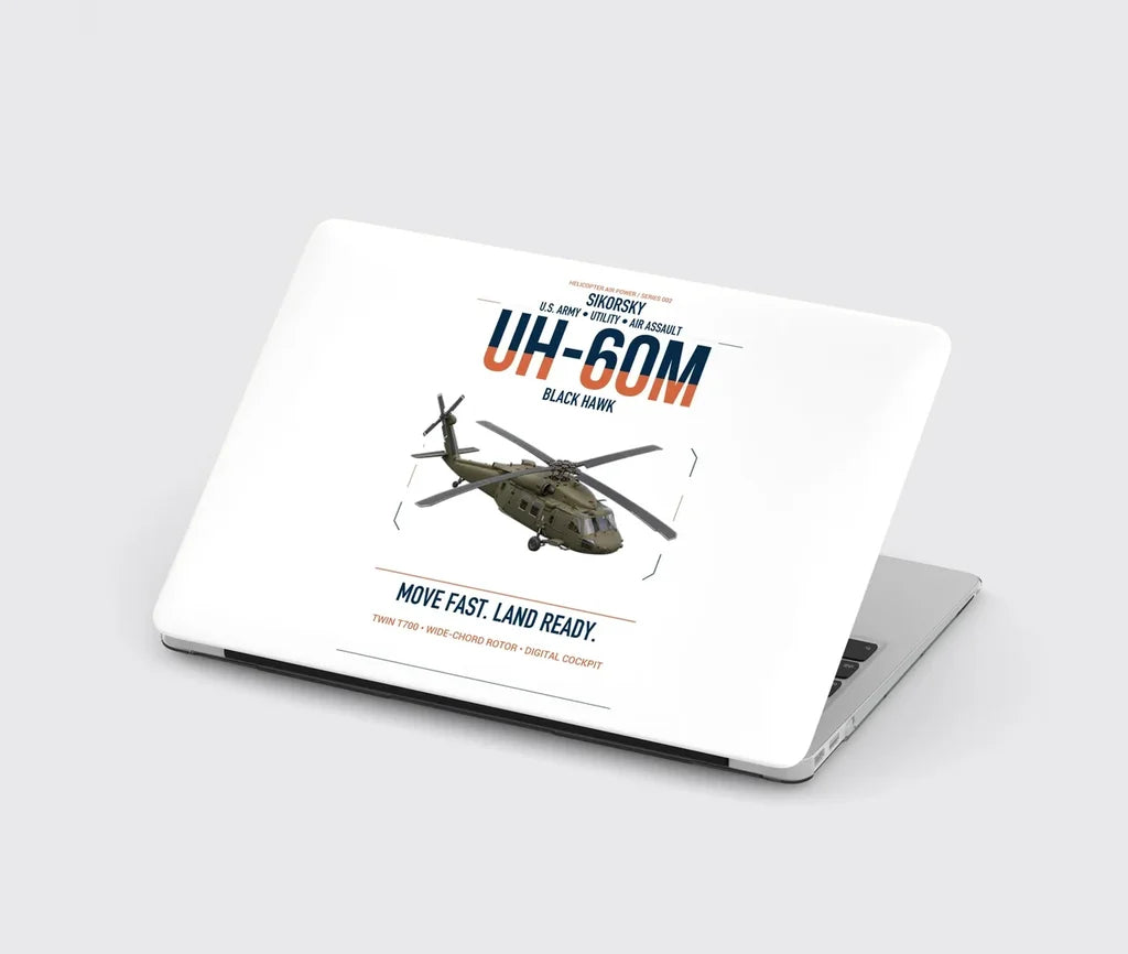 Sikorsky UH-60M Black Hawk design on white MacBook case