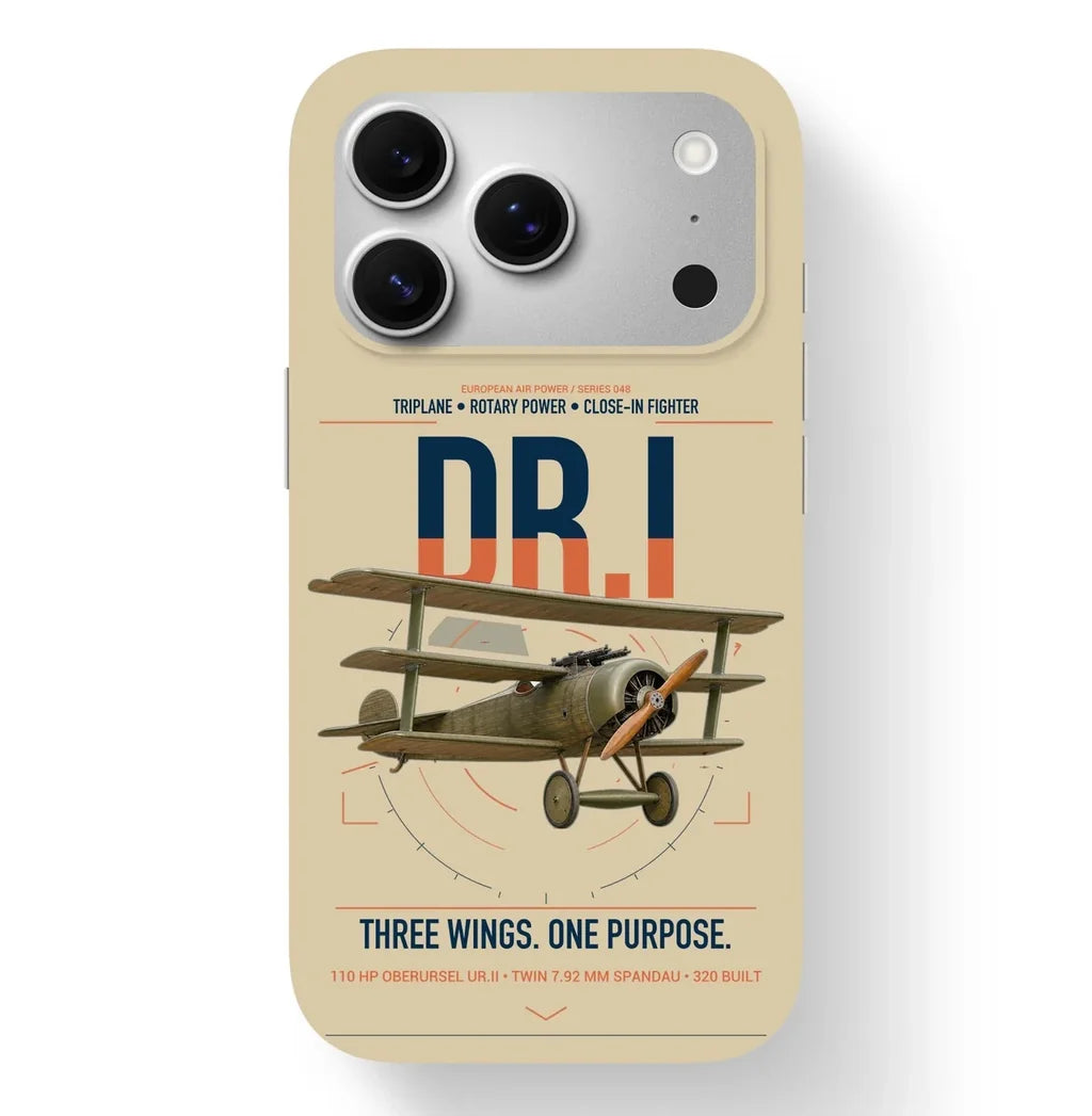 Fokker Dr.I design on beige magsafe iphone case, for iPhone 17 Pro