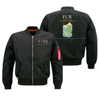 Thumbnail for Flores Airport (FLW) design on black bomber jacket