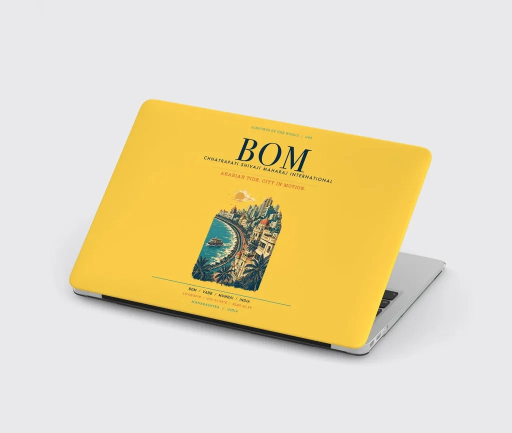 Mumbai Chhatrapati Shivaji Maharaj International Airport (BOM) design on yellow MacBook case