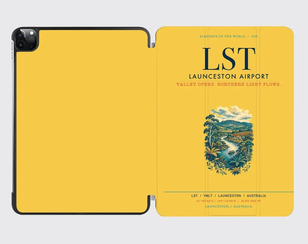 Launceston Airport (LST) design on yellow ipad tablet case
