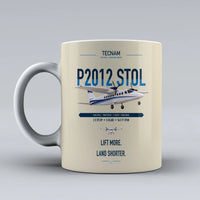 Thumbnail for Tecnam P2012 STOL design on beige ceramic mug, double-side print