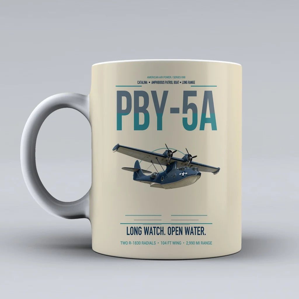 PBY-5A Catalina design on beige ceramic mug, double-side print