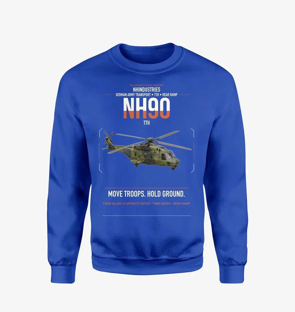 NHIndustries NH90 TTH design on blue sweatshirt