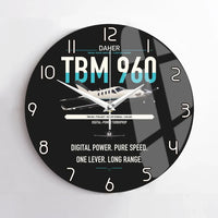 Thumbnail for Daher TBM 960 design on black no frame wall clock