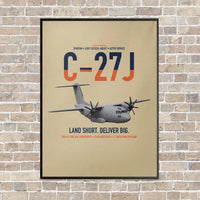 Thumbnail for C-27J Spartan vertical canvas print - framed - beige background