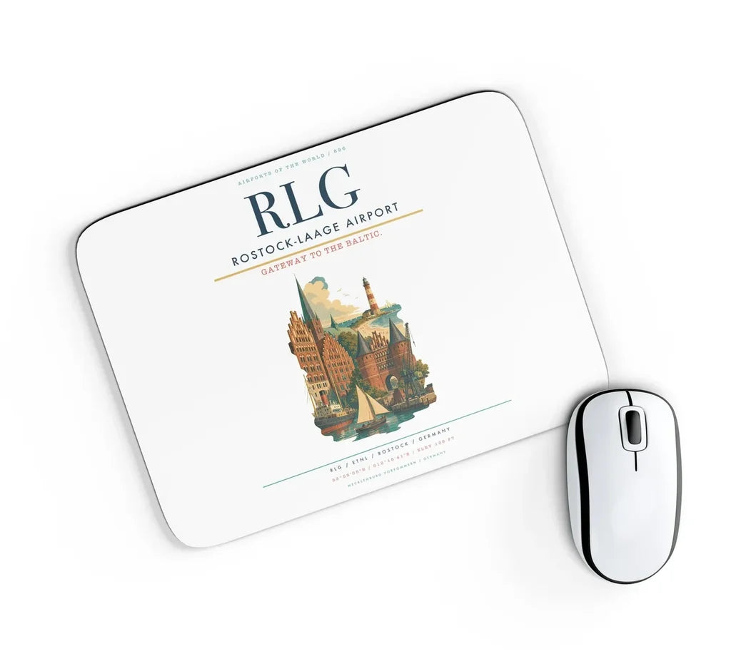 Rostock-Laage Airport (RLG) design on white rectangle mouse pad