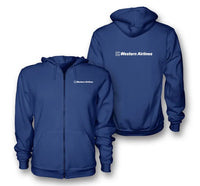 Thumbnail for Western Airlines logo on blue zipped hoodie
