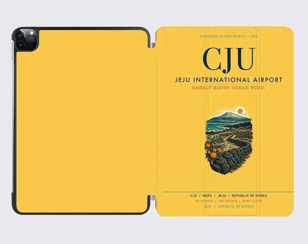 Jeju International Airport (CJU) design on yellow ipad tablet case
