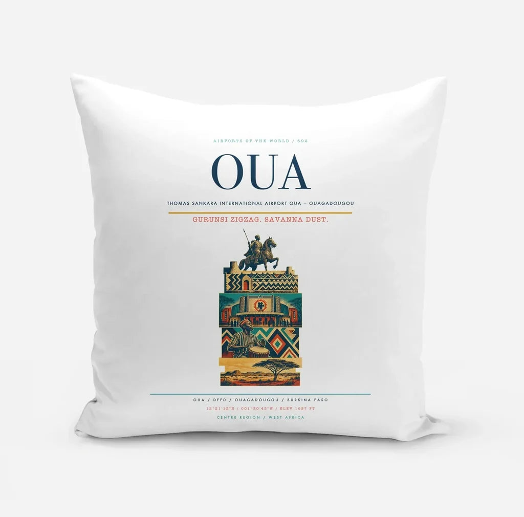 Thomas Sankara International Airport (OUA) design on white pillow