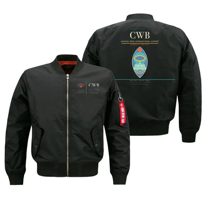 Afonso Pena International Airport (CWB) design on black bomber jacket