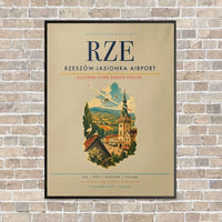 Thumbnail for Rzeszów-Jasionka Airport RZE vertical canvas print - framed - beige background
