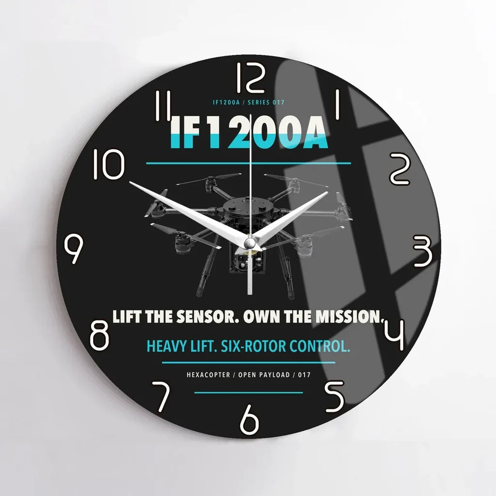 Inspired Flight IF1200A design on black no frame wall clock