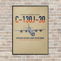 Thumbnail for C-130J-30 Super Hercules vertical canvas print - framed - beige background