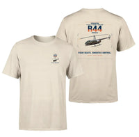 Thumbnail for Robinson R44 Raven II design on beige t-shirt, double-side print