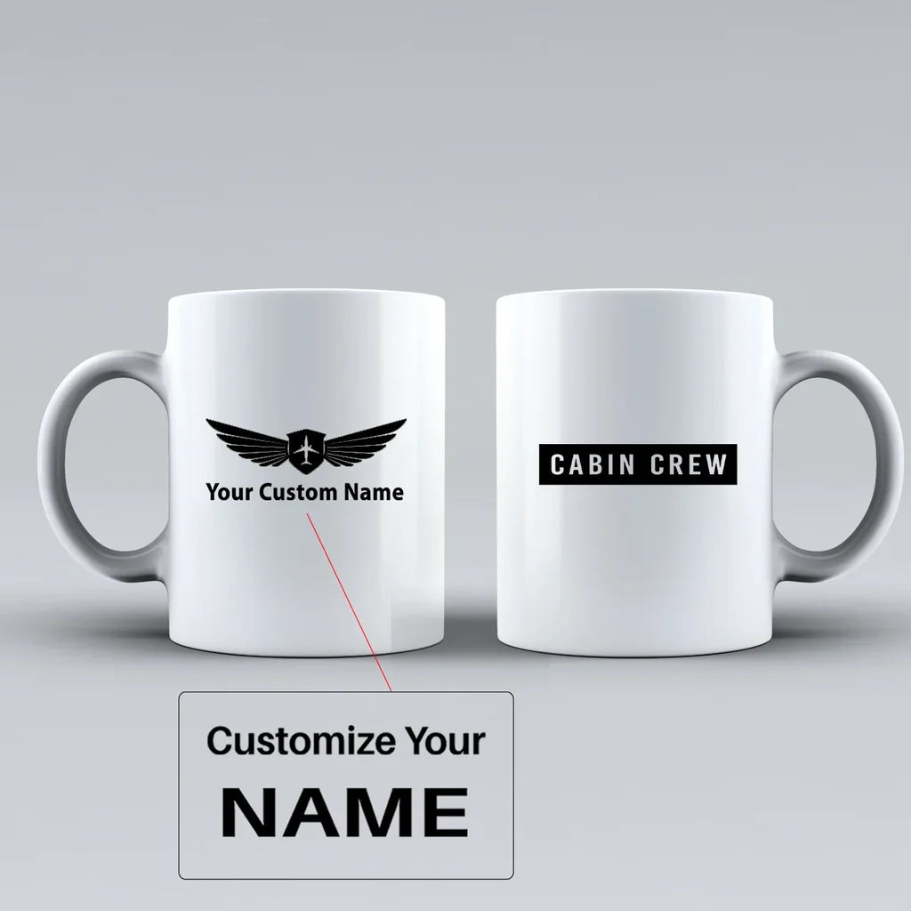 Cabin Crew Text Ceramic White aviation design on ceramic mug, premium ceramic with glazed finish.