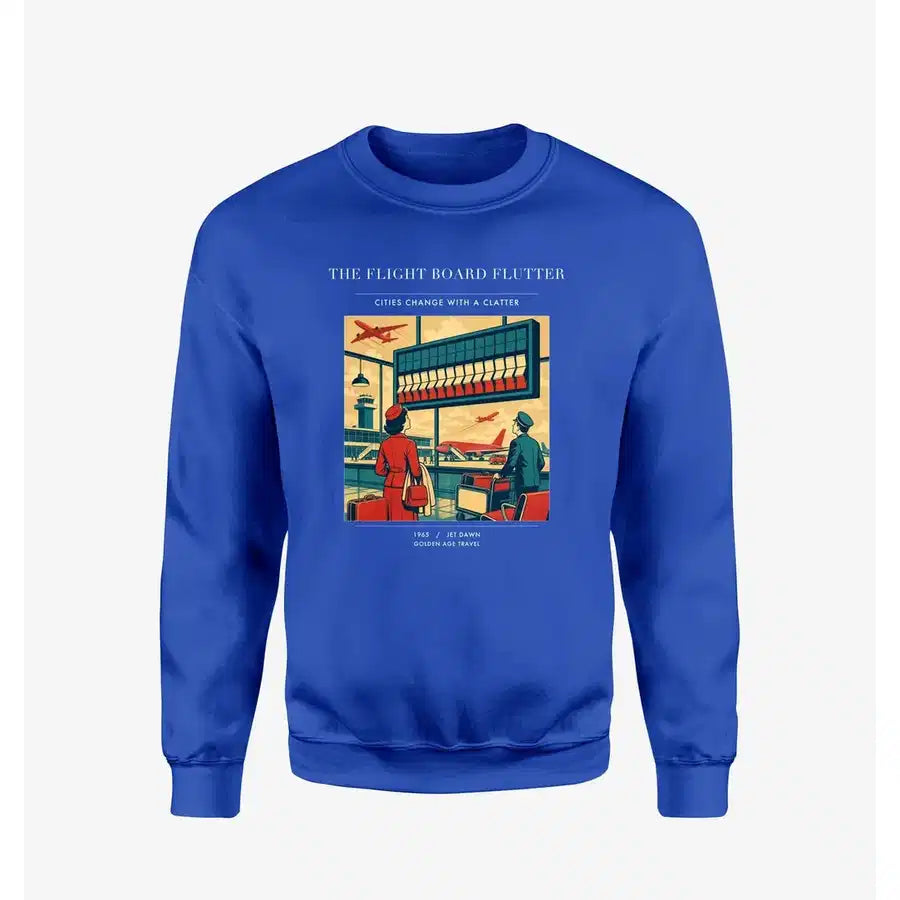VINTAGE G4302 - The Flight Board Flutter - Designed Sweatshirts design on blue