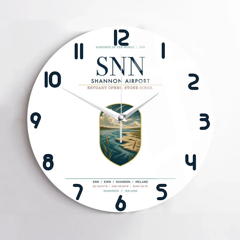 Shannon Airport (SNN) design on white no frame wall clock