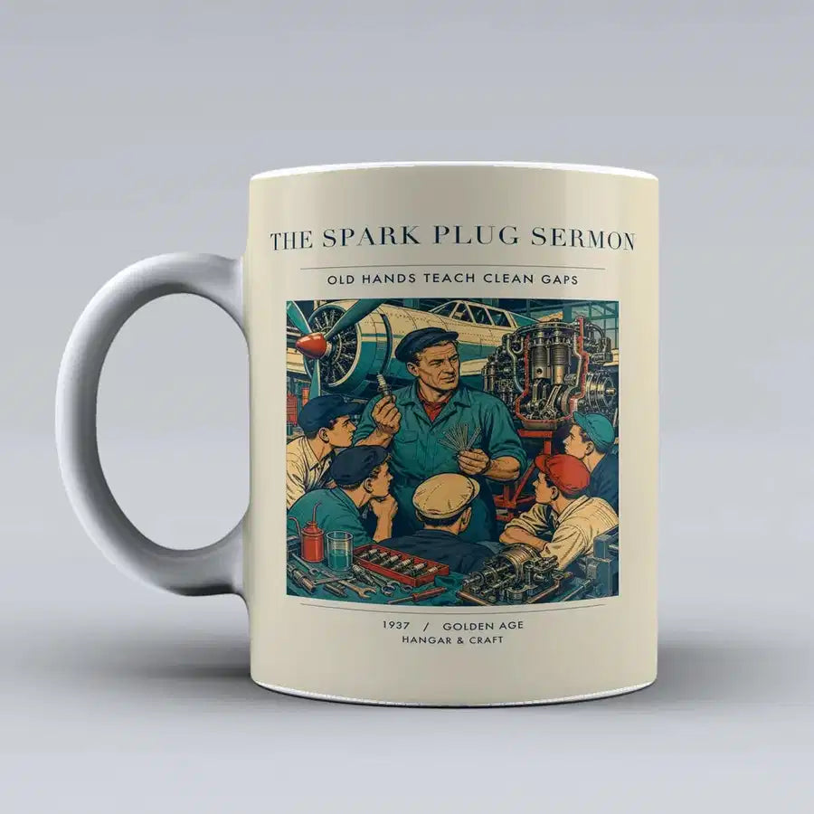 VINTAGE G4264 - The Spark Plug Sermon - Ceramic Mug design on beige