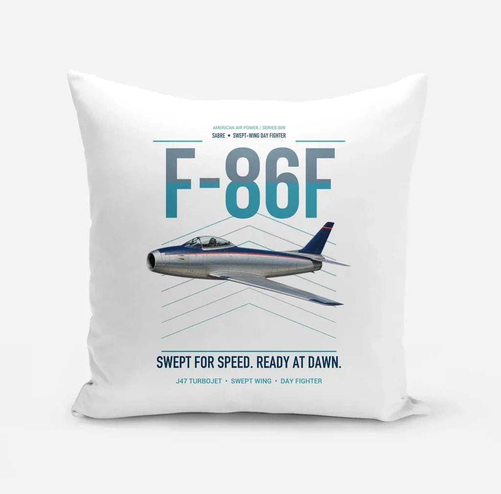 F-86F Sabre design on white pillow