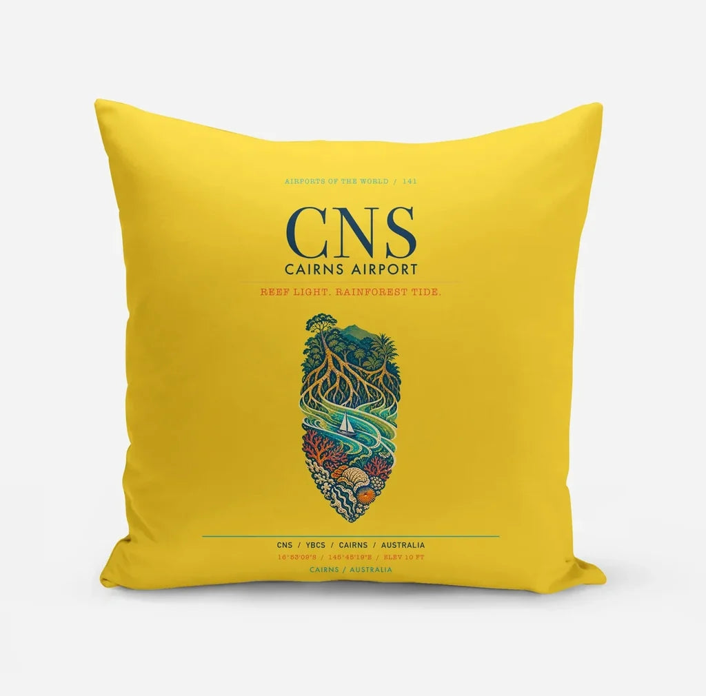 Cairns Airport (CNS) design on yellow pillow