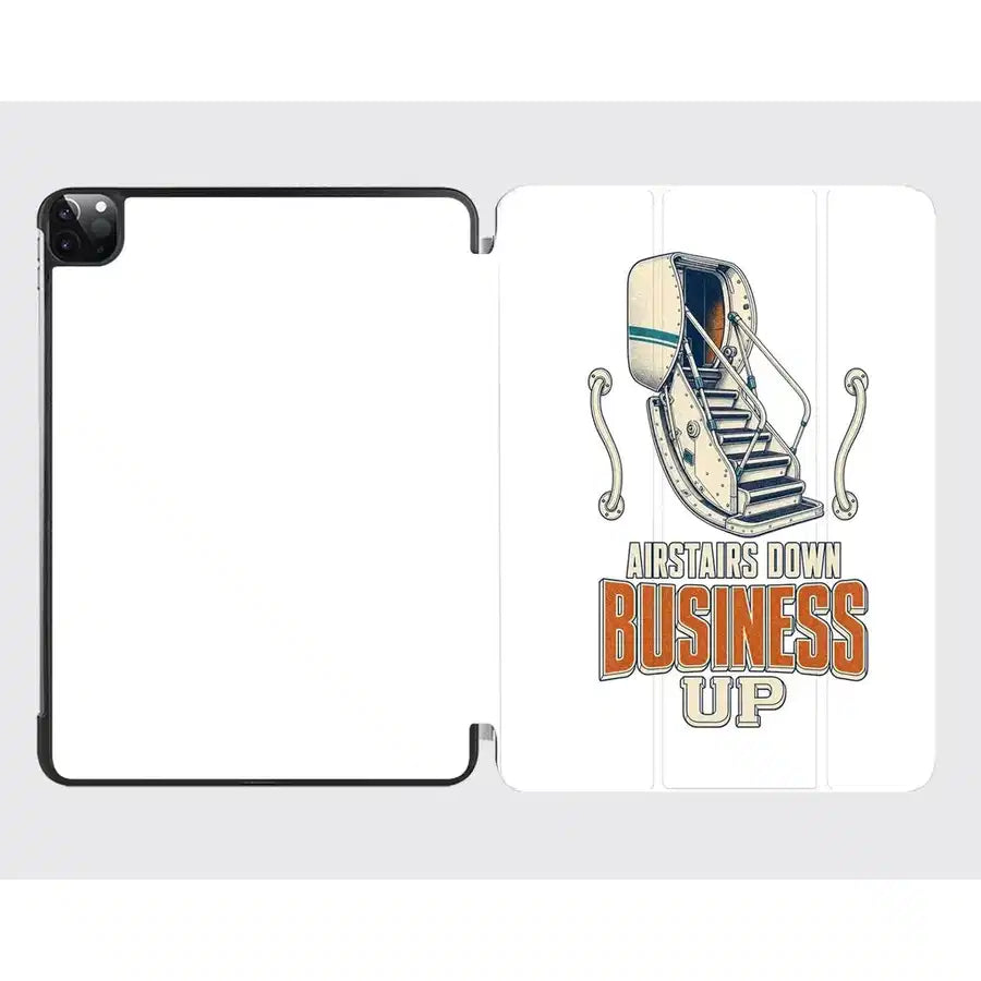 Airstairs Down Business Up design on white ipad tablet case