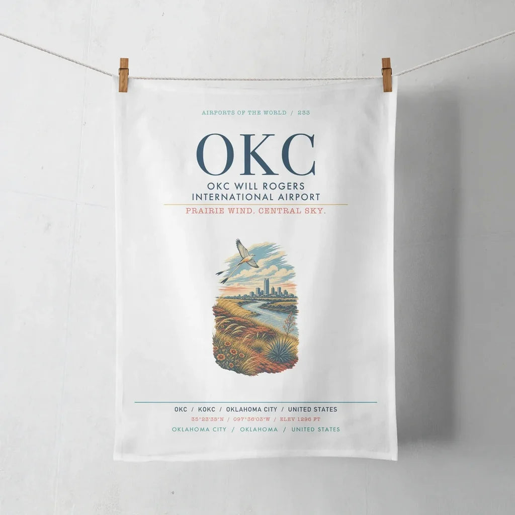 OKC Will Rogers International Airport (OKC) design on white towel