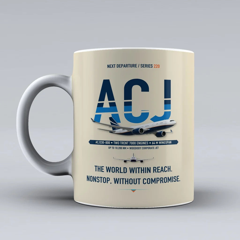 ACJ330neo Mug design on beige airbus