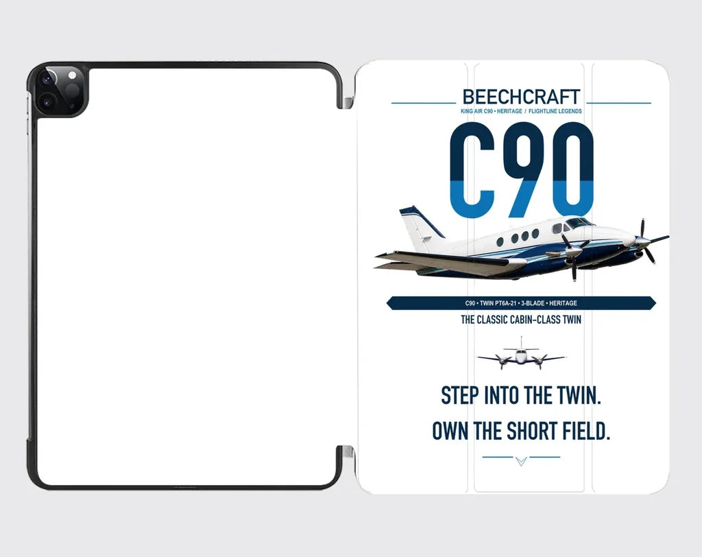Beechcraft King Air C90 design on white ipad tablet case