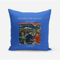 Thumbnail for VINTAGE G4082 - The Red-Eye Lounge - Designed Pillows design on blue