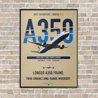 Thumbnail for Airbus A350-1000 vertical canvas print - framed - beige background