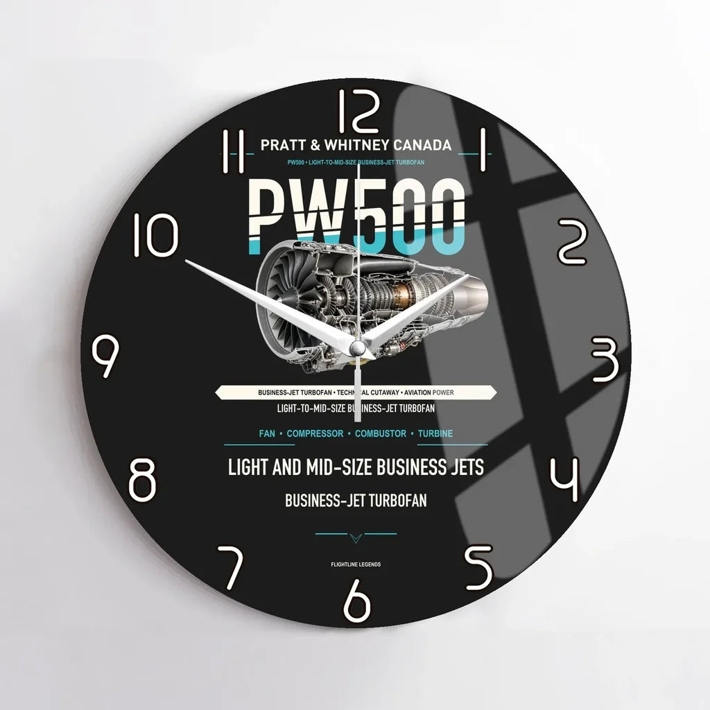 PW500 design on black no frame wall clock