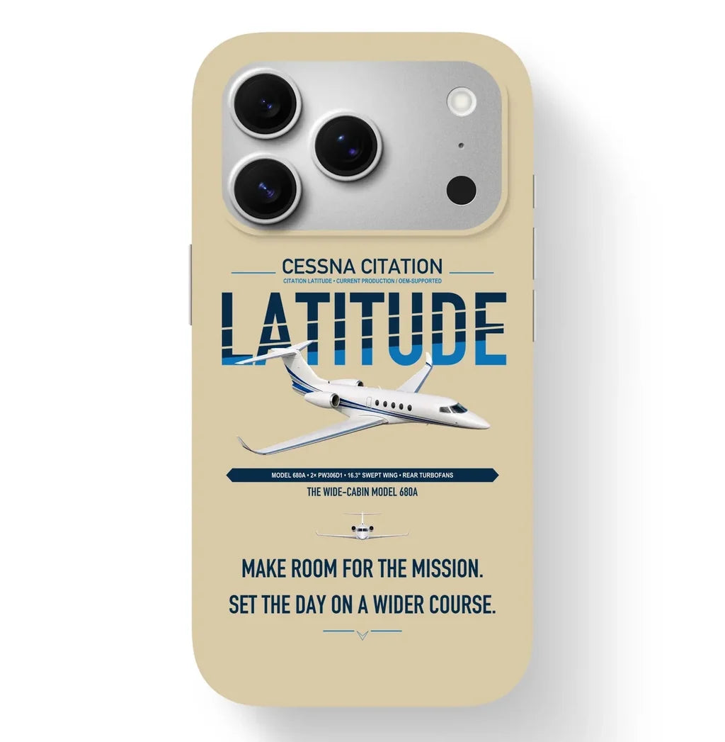 Cessna Citation Latitude design on beige magsafe iphone case, for iPhone 17 Pro
