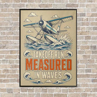Thumbnail for Takeoff Run Measured In Waves vertical canvas print - framed - beige background
