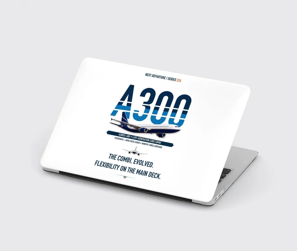 Airbus A300C4-600 design on white MacBook case
