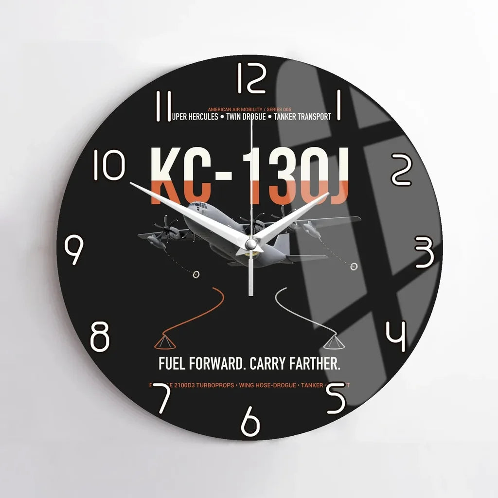 KC-130J SUPER HERCULES design on black no frame wall clock