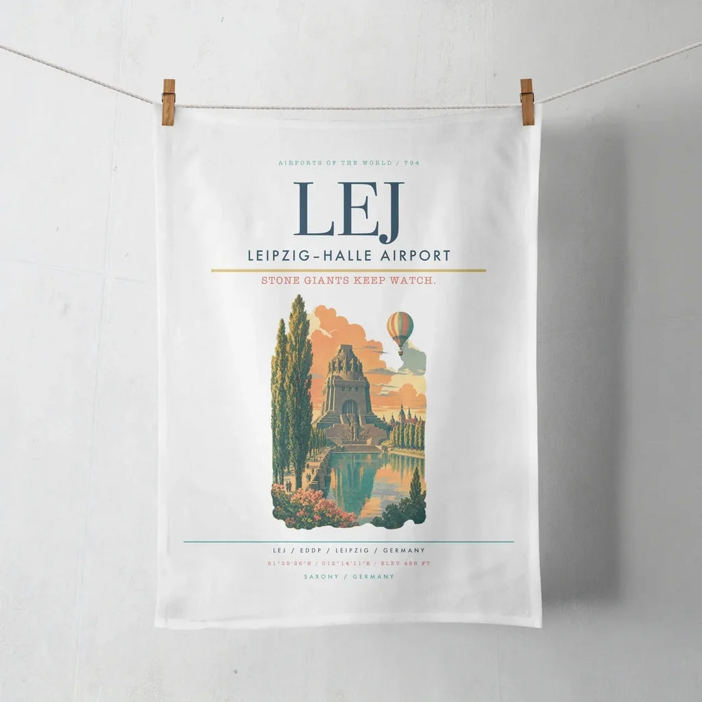 Leipzig–Halle Airport (LEJ) design on white towel