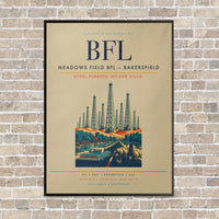 Thumbnail for Meadows Field BFL — Bakersfield vertical canvas print - framed - beige background