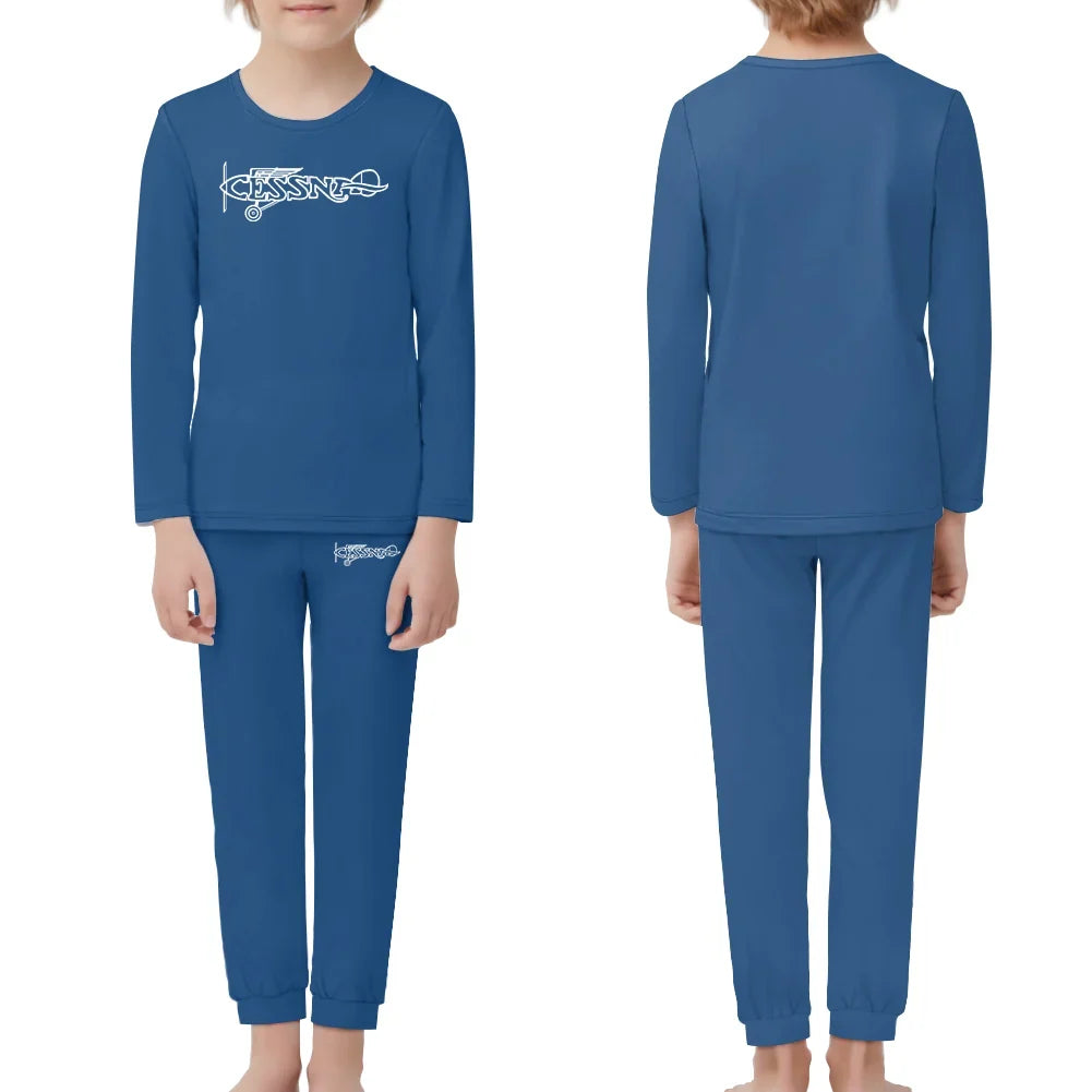 Special Cessna Text children pajamas - Blue