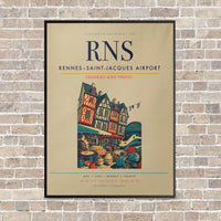 Thumbnail for Rennes–Saint-Jacques Airport RNS vertical canvas print - framed - beige background