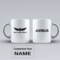 Thumbnail for Airbus & Text Ceramic White aviation design on ceramic mug, premium ceramic with glazed finish.