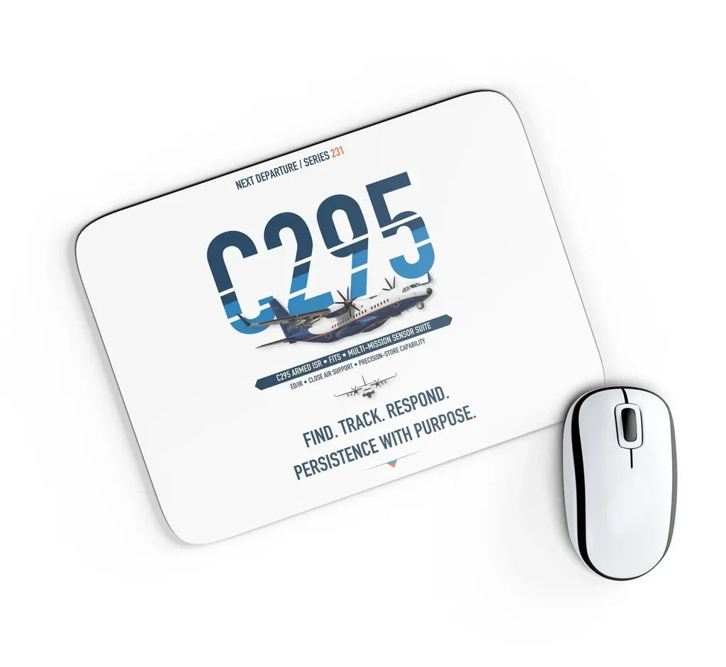 Airbus C295 Armed ISR design on white rectangle mouse pad
