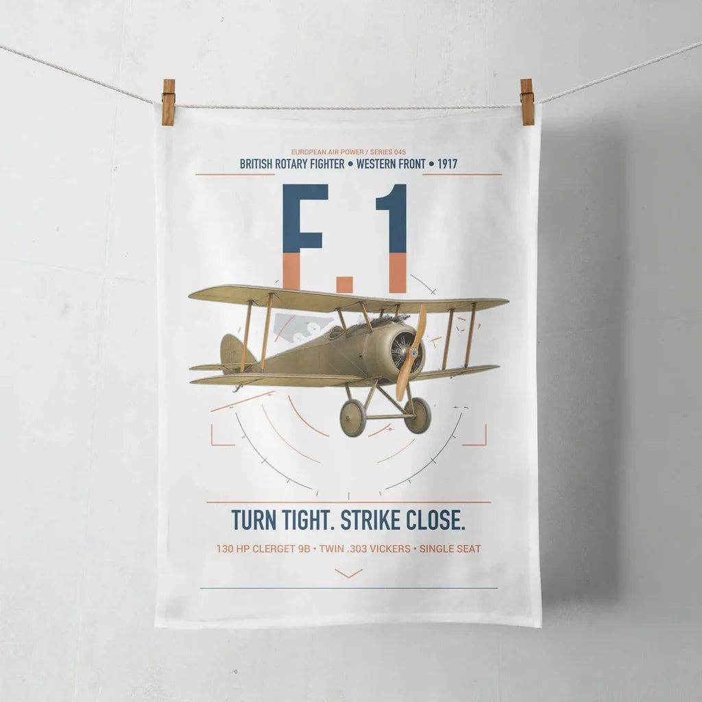 Sopwith Camel F.1 design on white towel