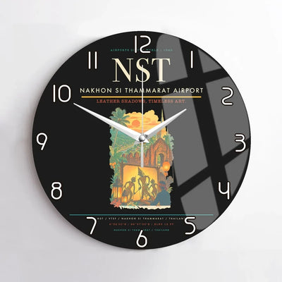 Nakhon Si Thammarat Airport (NST) design on black no frame wall clock