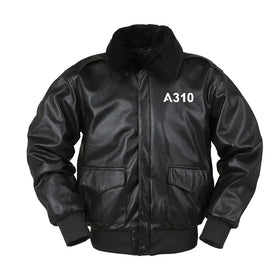 Airbus A310 Flat Text Leather Bomber Jackets