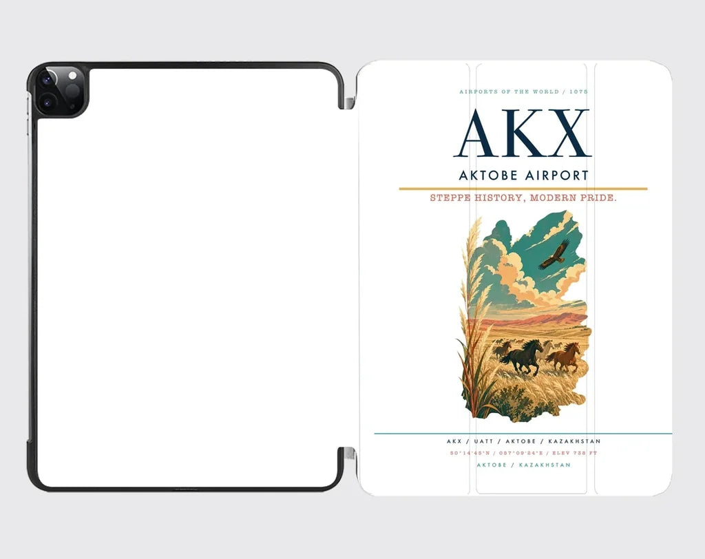 Aktobe Airport (AKX) design on white ipad tablet case