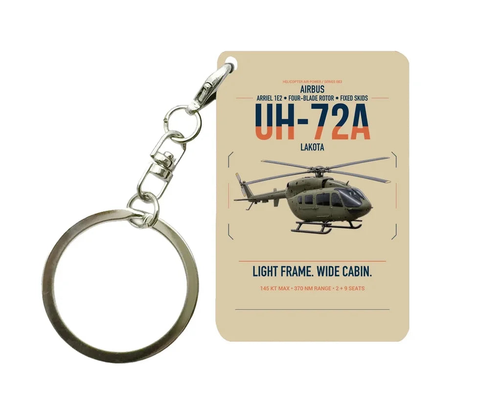 Airbus UH-72A Lakota design on beige designed key chain, double-side print